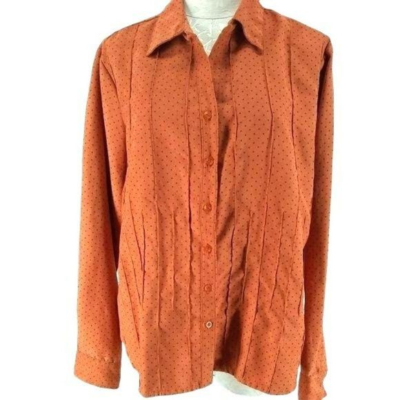 Ms. Lee Women's Vintage 90's Orange Button Down Long Sleeve Blouse Size XL - Picture 1 of 8